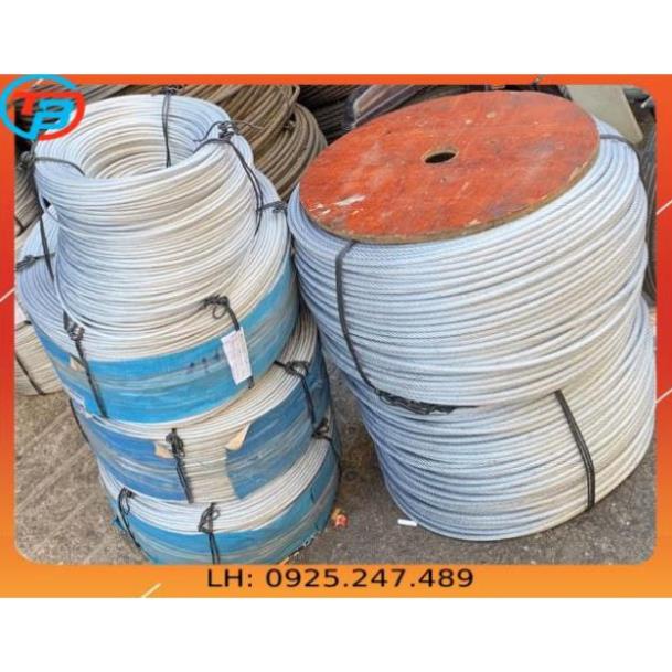 Combo Dây phơi đồ ( 30 mét Cáp bọc nhựa 4 li + 10 Ốc siết cáp 4 li + 4 Tăng đơ 6 li ) cáp thép Thái Bình Vina
