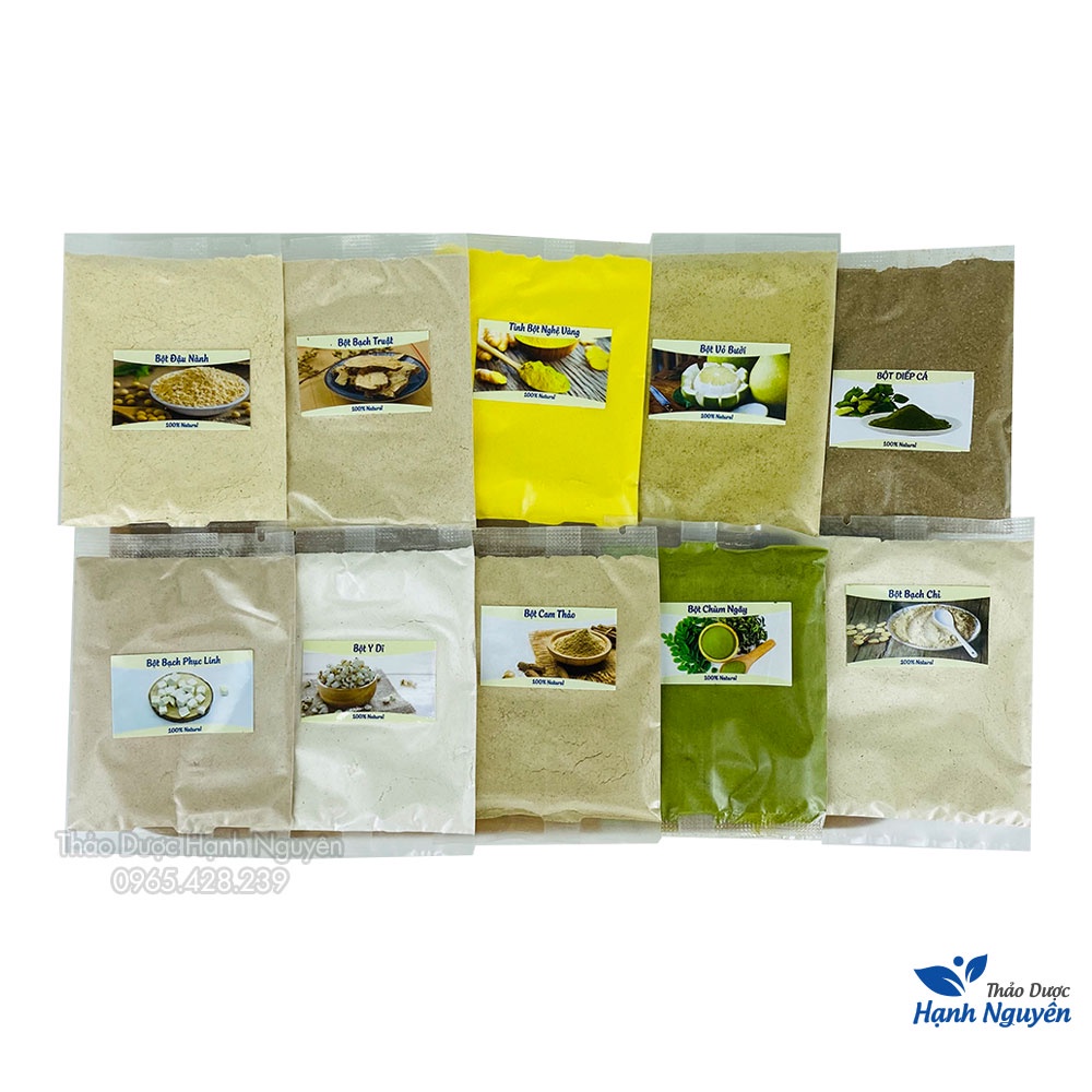 Combo 10 loại bột dưỡng da mờ thâm nam nguyên chất (Dưỡng trắng, điều màu da, chống lão hóa) - Thảo Dược Hạnh Nguyên