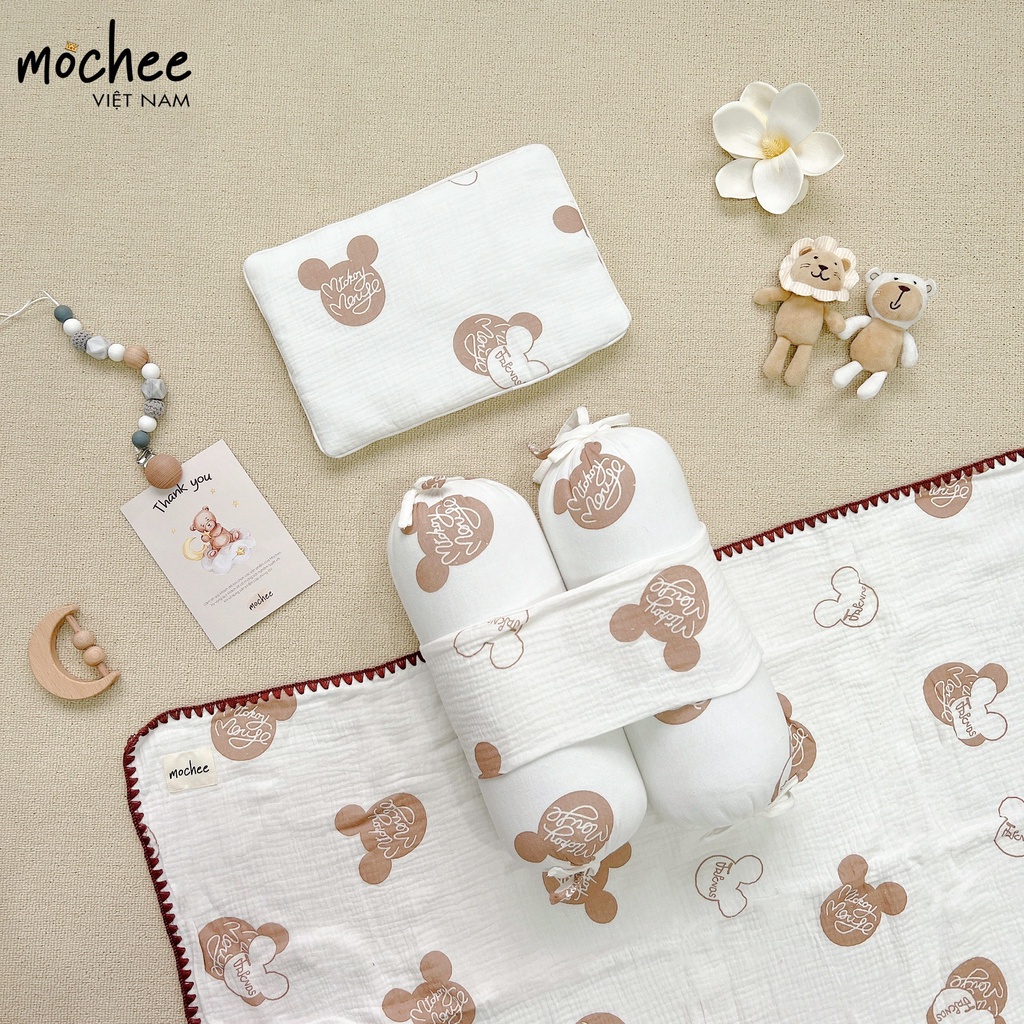 Bộ gối chặn bông kèm gối cho bé MUSLIN của MOCHEE