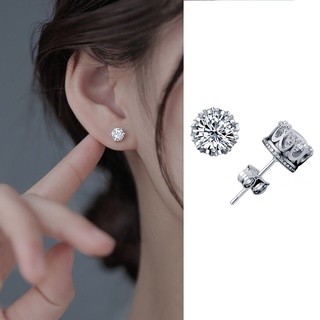 Hoa tai mạ bạc s925 hình vương miện đính đá zircon thời trang Hàn Quốc cho nữ