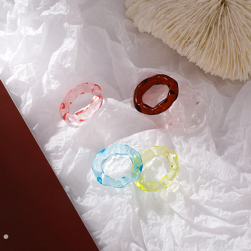Nhẫn Nhựa Acrylic Thiết Kế Hình Học Phong Cách Vintage