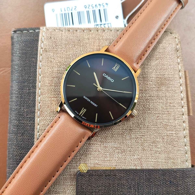 Đồng hồ Casio Nam MTP VT01GL, đồng hồ chính hãng, size 40mm viền vàng