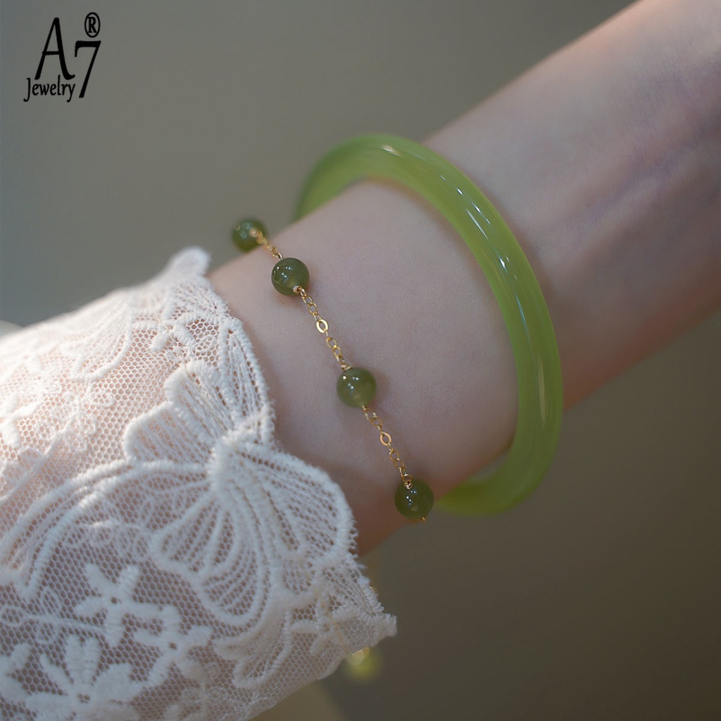 Vòng Tay Bạc A7 S925 Đính Ngọc Trai Giả Chống Dị Ứng Làm Quà Tặng Cho Nữ