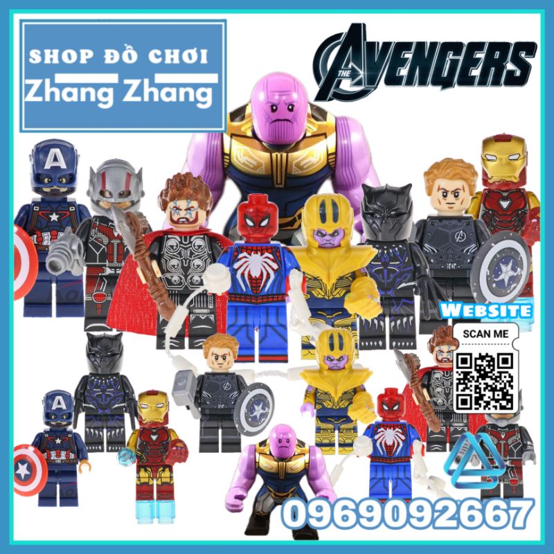 Đồ chơi Xếp hình Avengers gồm Thor Iron Man - Thanos Spider man - Black Panther Captain America Minifigures Kopf KF6087