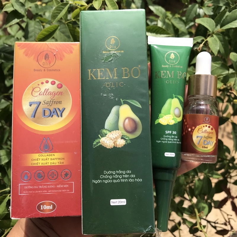 Bộ Đôi Tái Sinh Làn Da Olic- Kem Bơ olic và Serum Collagen Saffron trắng da hết nám tàn nhang