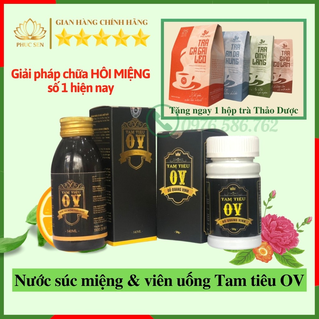 [Combo Hiệu Quả 100%] Nước Súc Miệng Và Viên Uống Tam Tiêu OV, Thơm Miệng, Khử Mùi Hôi Miệng