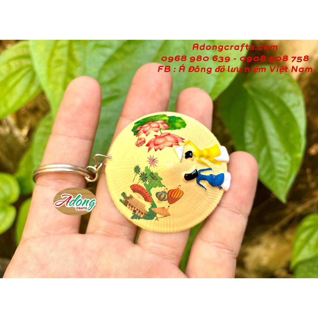 1 Móc khóa chiếc nón lá vàng hình các địa danh VN