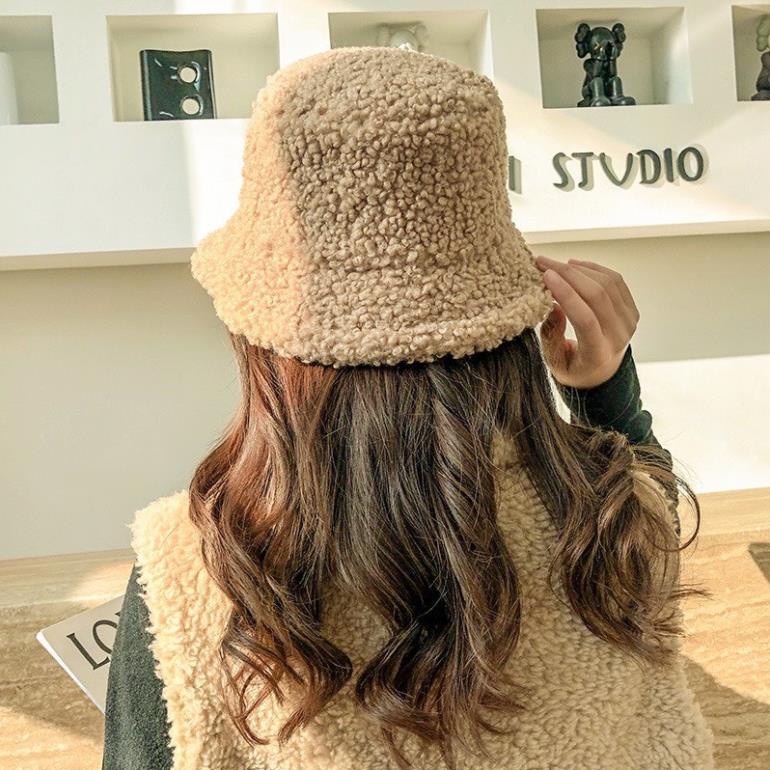 Mũ bucket nỉ lông cừu phong cách hàn quốc giữ ấm cho nữ - LADY