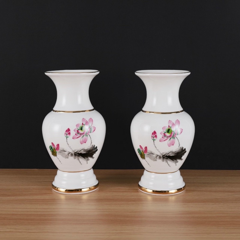 Set Đồ Thờ - Bộ Đồ Thờ Cúng Sứ Trắng in Hoa Sen cao cấp siêu đẹp