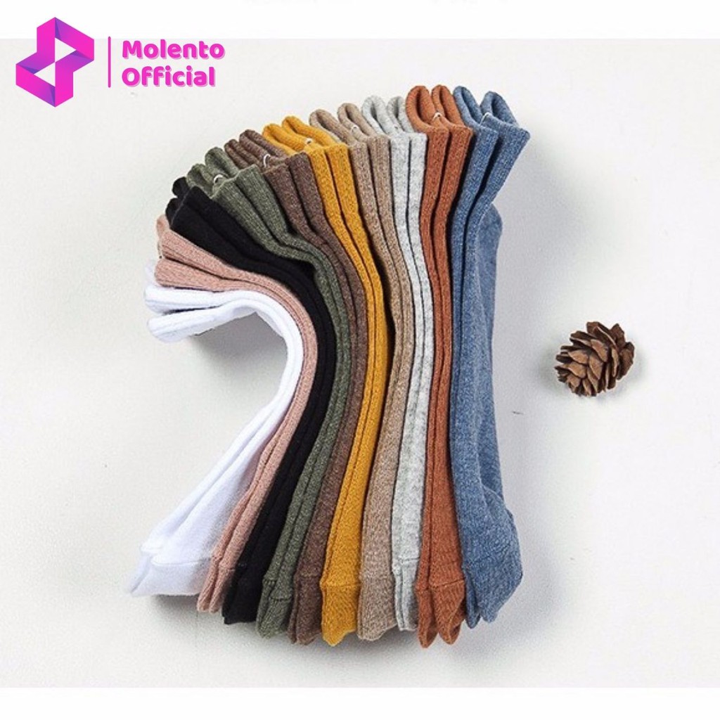 Tất Nữ Cổ Ngắn Hàn Quốc MOLENTO Vớ Nữ Dễ Thương Thun Cotton Mềm Mại Co Giãn Tốt Nhiều Màu Sắc Mẫu Ngẫu Nhiên - M61