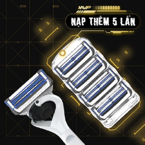 Dao Cạo Râu GILLETTE Mvp Gồm 1 Cán Dao Và 5 Đầu Dao Cạo