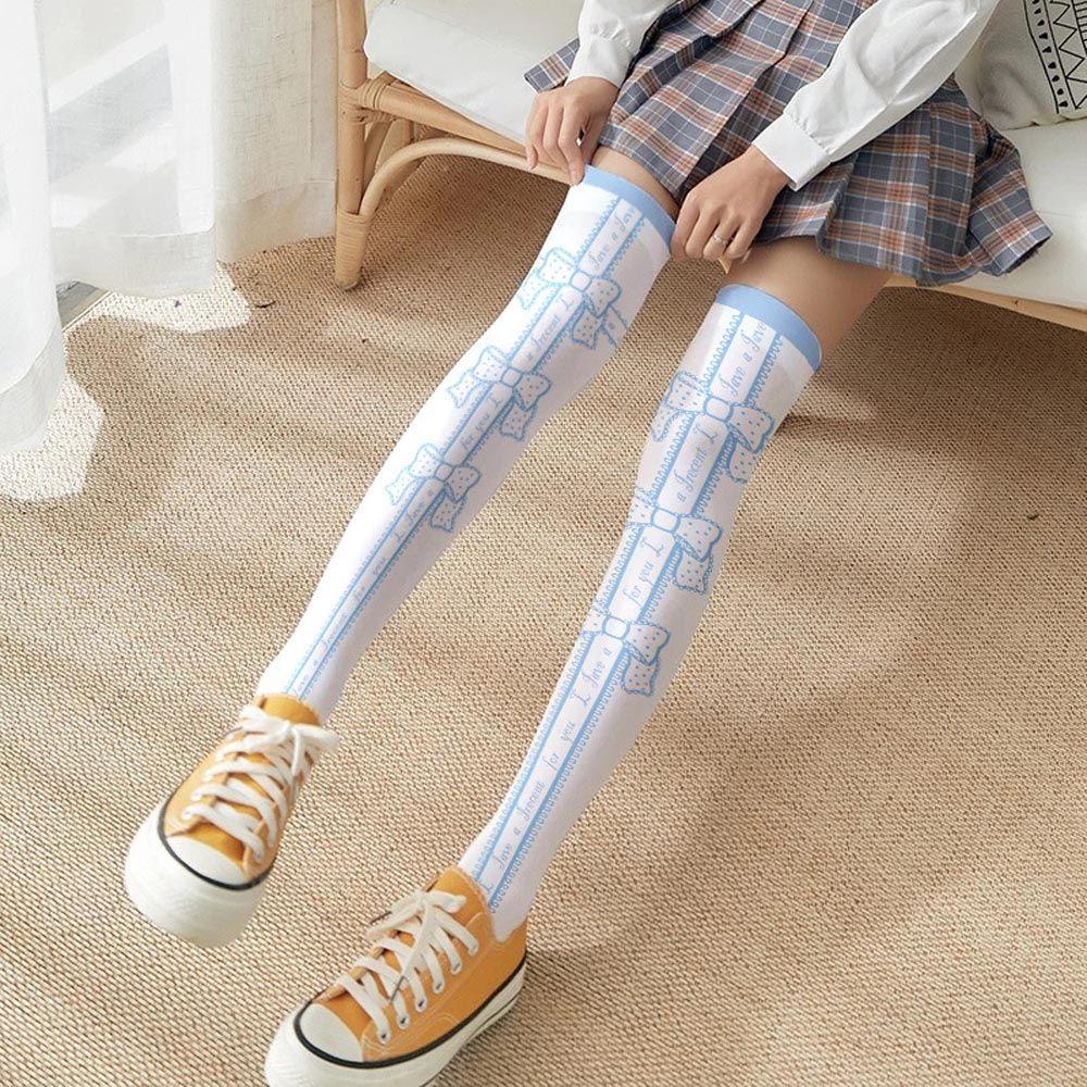 Vớ Dài Qua Gối Co Giãn Thoáng Khí In Họa Tiết Trái Dâu Tây Phong Cách Lolita Cho Nữ VANES1