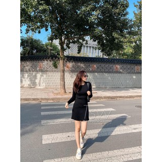 Váy len trơn liền chữ A ngắn basic