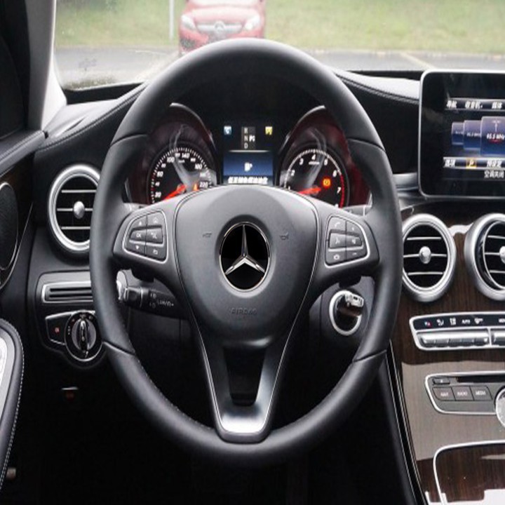 Logo biểu tượng vô lăng xe ô tô Mercedes - Đường kính 52mm - 57mm - 2 màu: Đen và Bạc