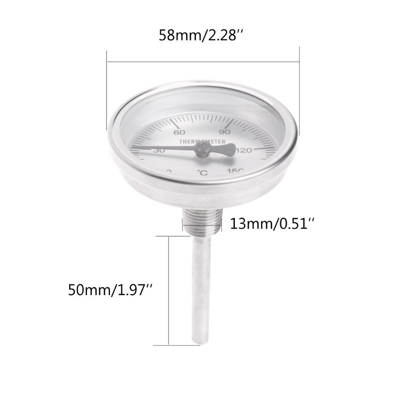 Nhiệt kế bằng thép không gỉ đo nhiệt độ thực phẩm kích thước 58*50mm