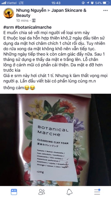 Sữa rửa mặt Botanical Marche