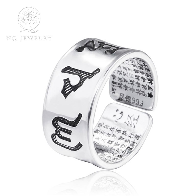 Nhẫn hợp kim mạ khắc lục tự đại minh chú và bát nhã tâm kinh - NQ Jewelry
