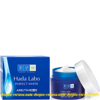 Kem Dưỡng Da 50G Hada Labo Trắng Mượt Vượt Trội Perfect White Arbutin Cream Chính Hãng.