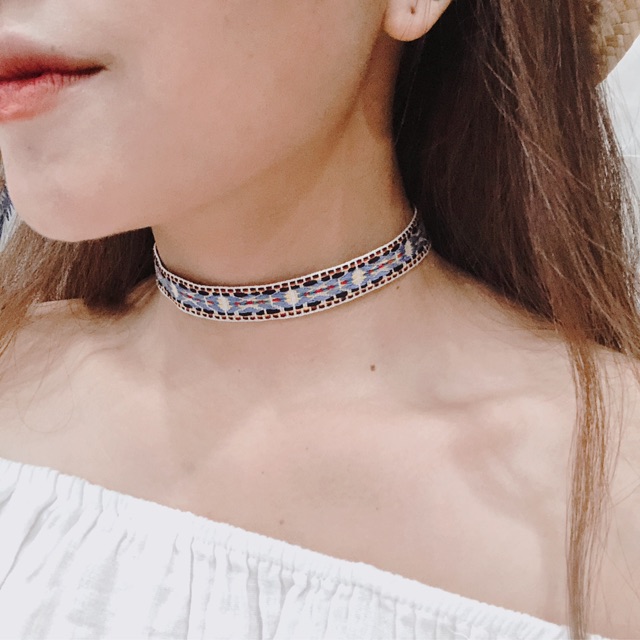 Vòng cổ bohemian vintage xinh xắn - Choker thổ cẩm