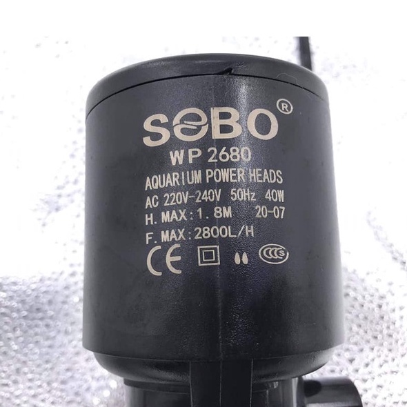 Máy Bơm Nước Sobo WP-2680 (40W-2800L/H-1.8M) - Bơm Nước 3 Trong 1 (Hút, Đẩy, Thổi Oxy) Cho Bể Cá