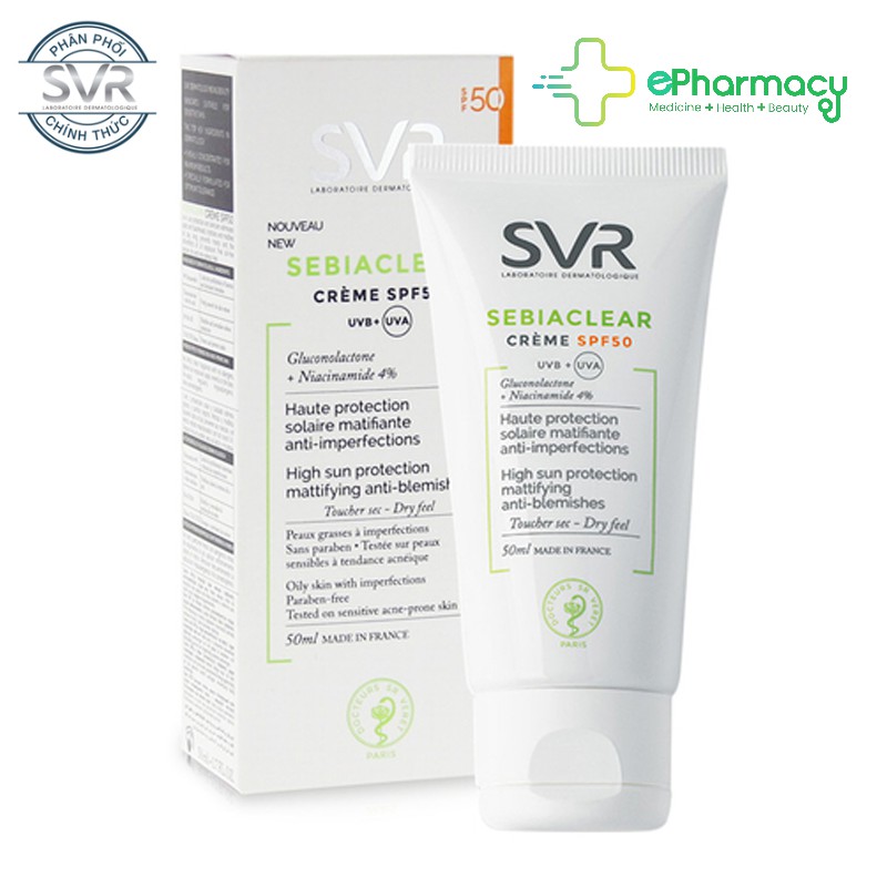 [Mã COS1904 giảm 8% đơn 300K] Kem Chống Nắng SVR Sebiaclear Creme Dành Cho Da Dầu Mụn SPF50 50ml