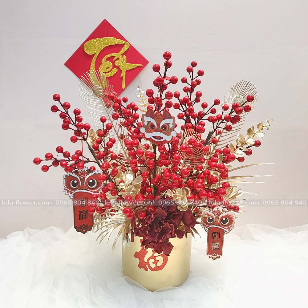 [ĐÃ CẮM SẴN] Bình hoa đào đông giả, bình hoa trang trí Tết, bình hoa decor nhà cửa, giao Hỏa tốc Hà Nội