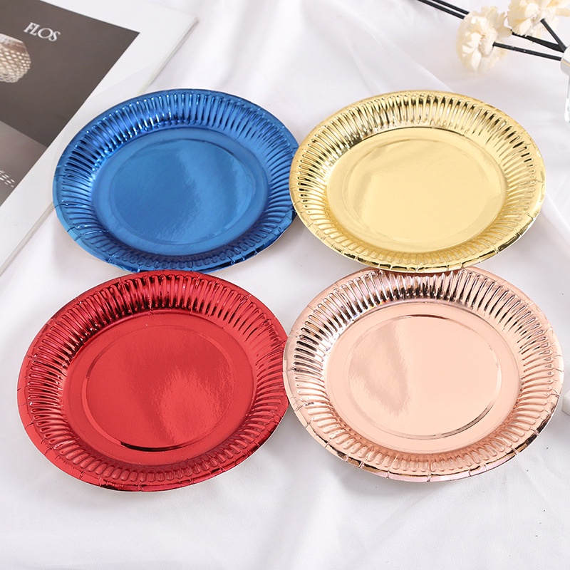 Set 10 Khay Giấy 9inch Màu Vàng / Bạc Dùng Một Lần Đa Ứng Dụng