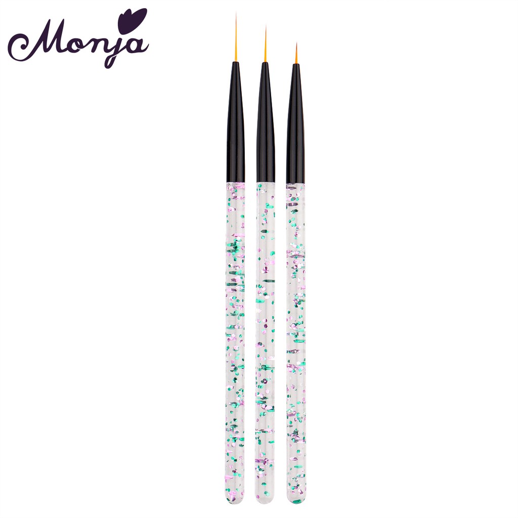 Set 3 cọ vẽ trang trí móng tay nghệ thuật MONJA acrylic tạo nét đường kẻ hoa DIY phong cách Pháp đáng yêu