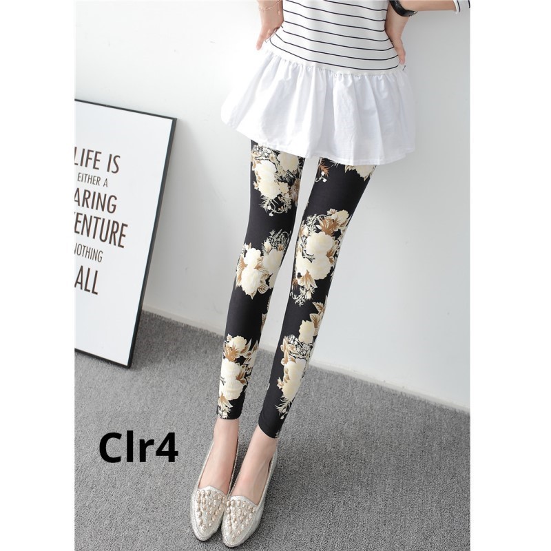 Thời Trang Quần legging Lưng Cao Hoạ Tiết In Thiết Kế Ôm Sát Tôn Dáng