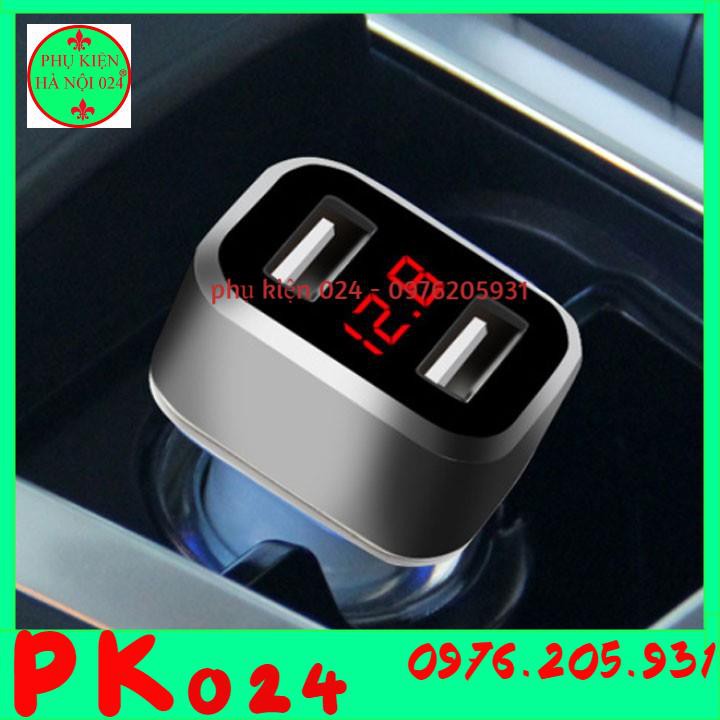 Tẩu Sạc Ô Tô Đầu Ra 2 USB 5VDC 2.4 A Có Đồng Hồ Hiển Thị Điện Áp Đầu Vào