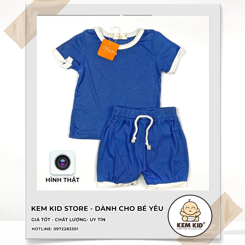 Bộ MiWoo len cộc chun viền trắng, mềm mịn, thấm hút, mát mẻ cho bé yêu