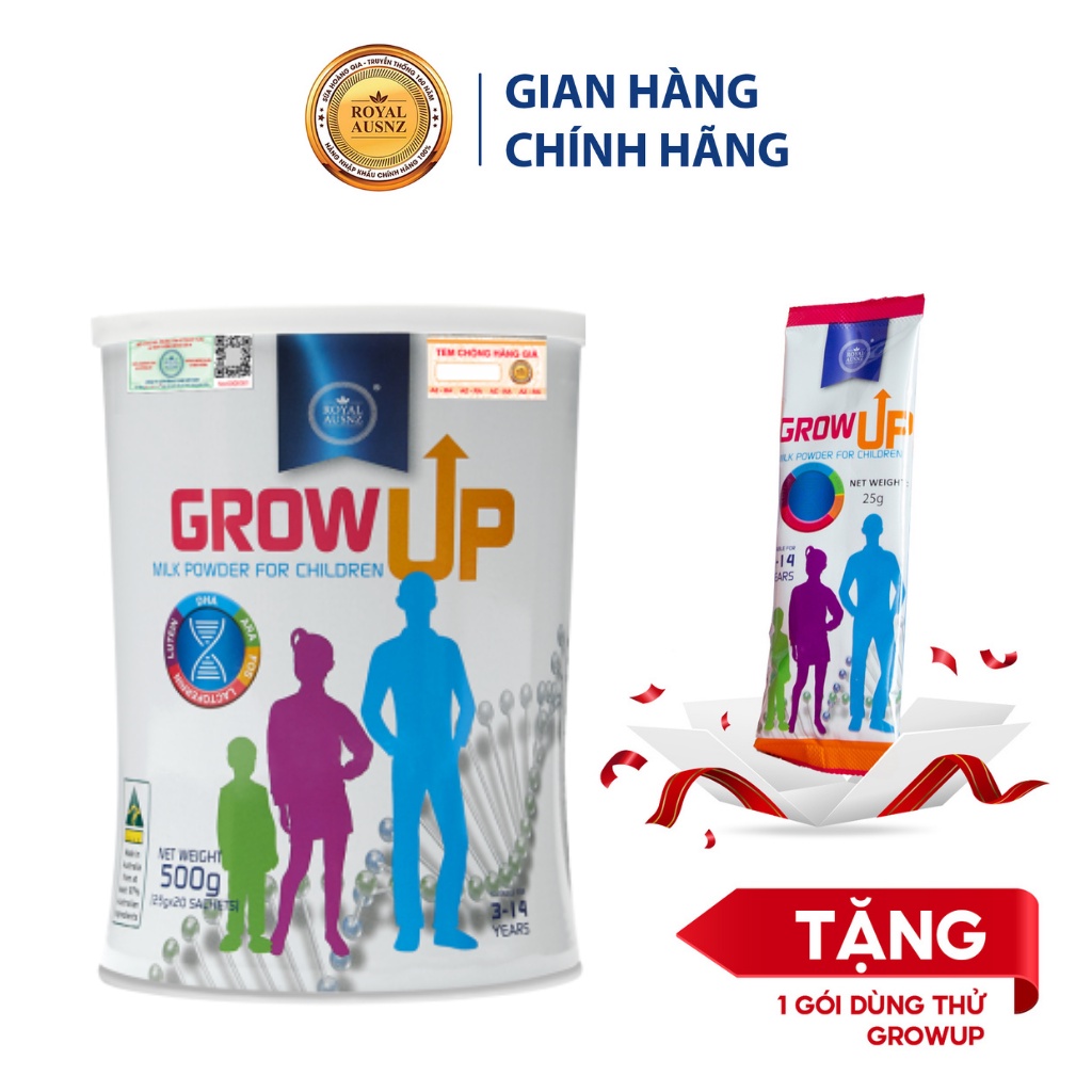 Sữa Bột Hoàng Gia Úc GROW UP MILK POWDER Hỗ Trợ Phát Triển Chiều Cao Cho Trẻ Từ 3-14 Tuổi 500g