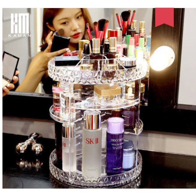SF-1702D-Kệ để mỹ phẩm nhựa trong suốt 360 độ cao cấp