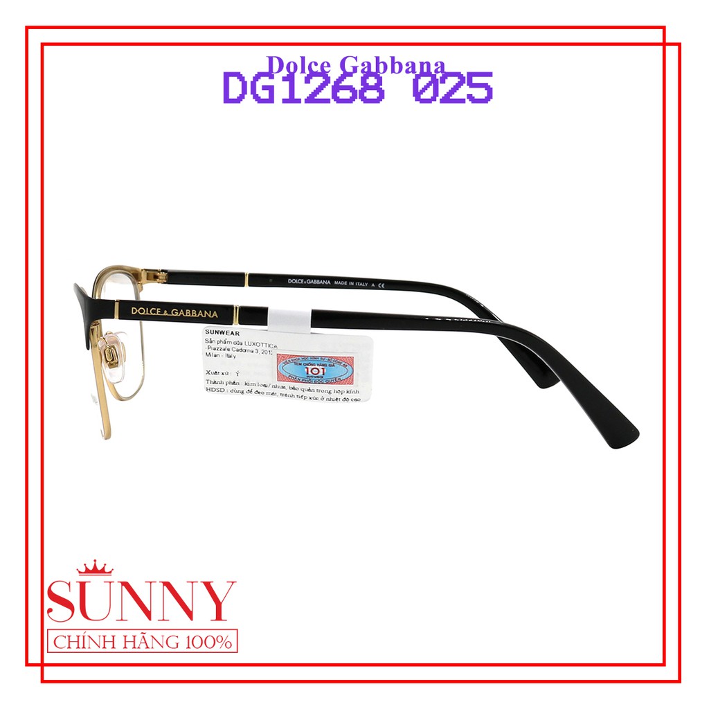 Gọng kính chính hãng Dolce &amp; Gabbana DG1268 025 màu sắc thời trang, thiết kế dễ đeo bảo vệ mắt