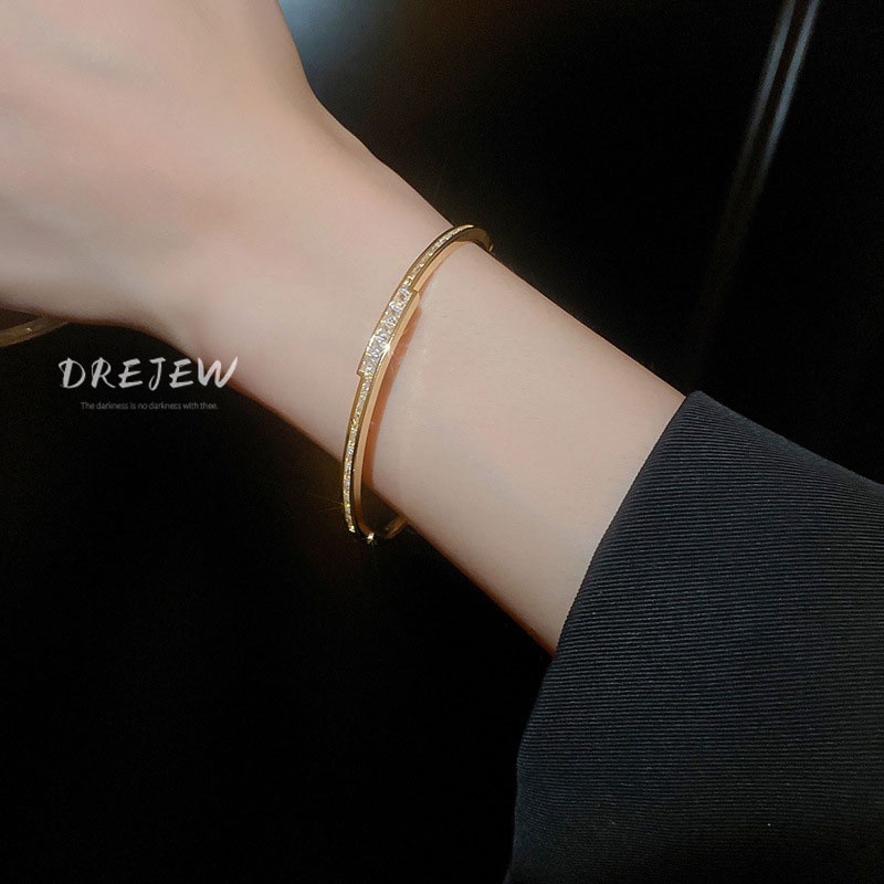 DREJEW Vòng Tay Mạ Vàng Đính Đá Zircon Siêu Nhẹ Thời Trang Cao Cấp