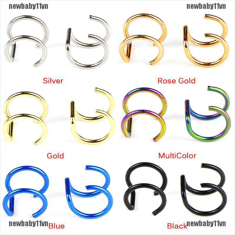 Set 2 Khuyên Mũi Kiểu Dáng Chữ U Cá Tính Dành Cho Cả Nam Và Nữ