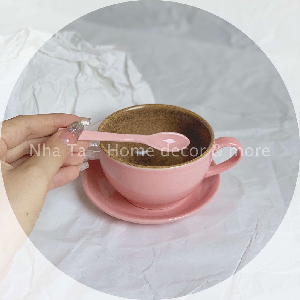 Tách trà, cốc uống cafe bằng gốm sứ Bát Tràng màu hồng