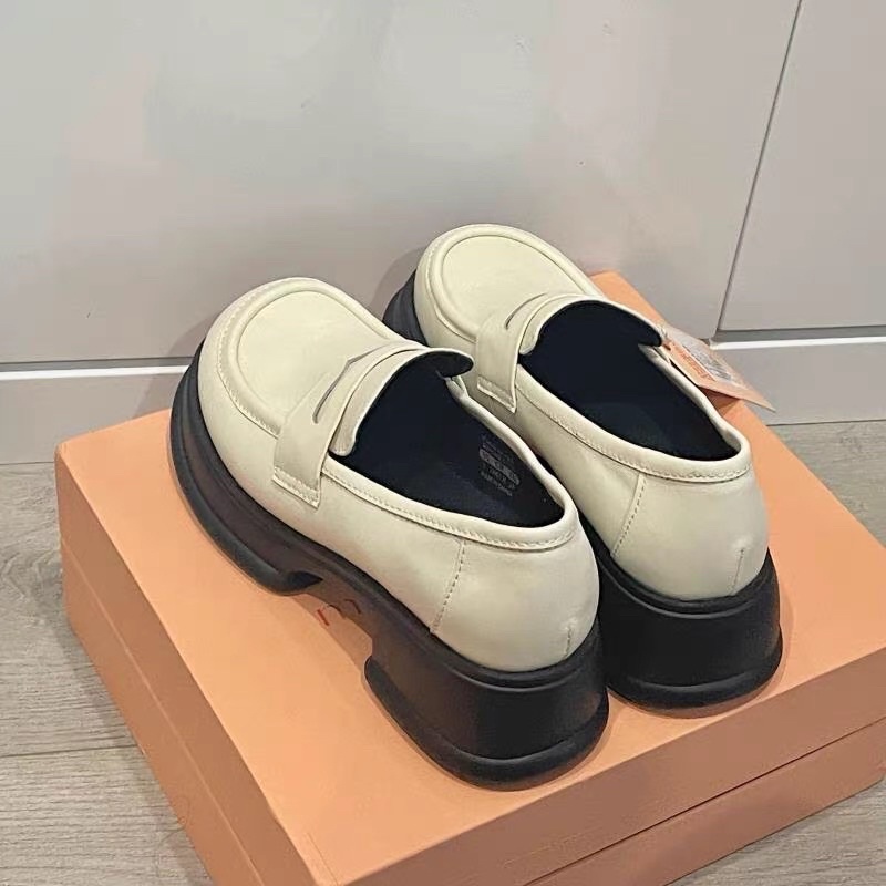 Giày lười nữ ulzzang mũi tròn đế dày Eudora899 da lì đẹp GD20