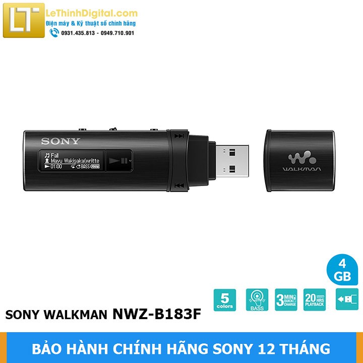 Máy nghe nhạc Sony Walkman NWZ-B183F (Đen) [4GB] | Hãng phân phối | Bảo hành chính hãng 12 tháng toàn quốc