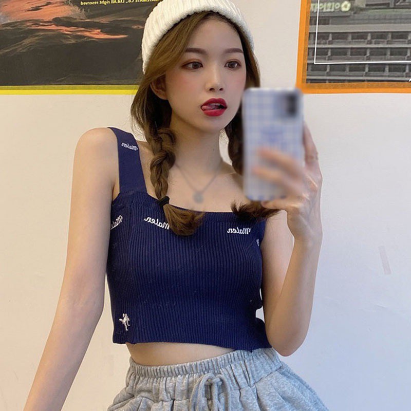 Áo Hai Dây Thêu Chữ Thời Trang Gợi Cảm Cho Nữ