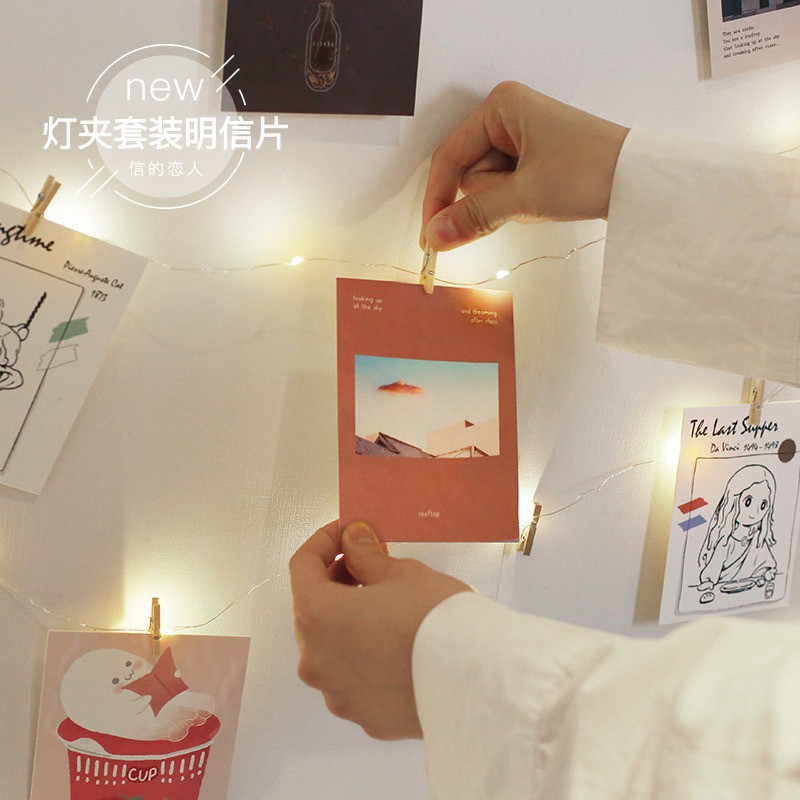 Đèn đom đóm dây đèn led trang trí fairy light treo ảnh postcard bưu thiếp vintage aesthetic decor phòng bàn học