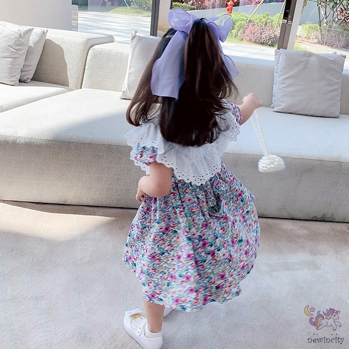 Đầm Bé Gái In Hoa Phong Cách Hàn Quốc