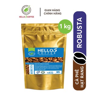 Cafe hạt nguyên chất Robusta Hello 5 Coffee - Gói 1kg