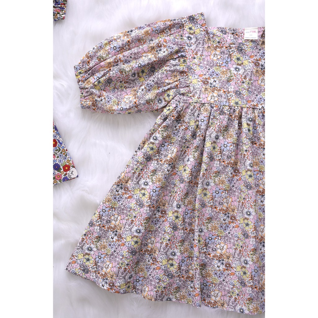 [LITTLE PINK] MELANIE DRESS - Váy bé gái cổ vuông tay bồng