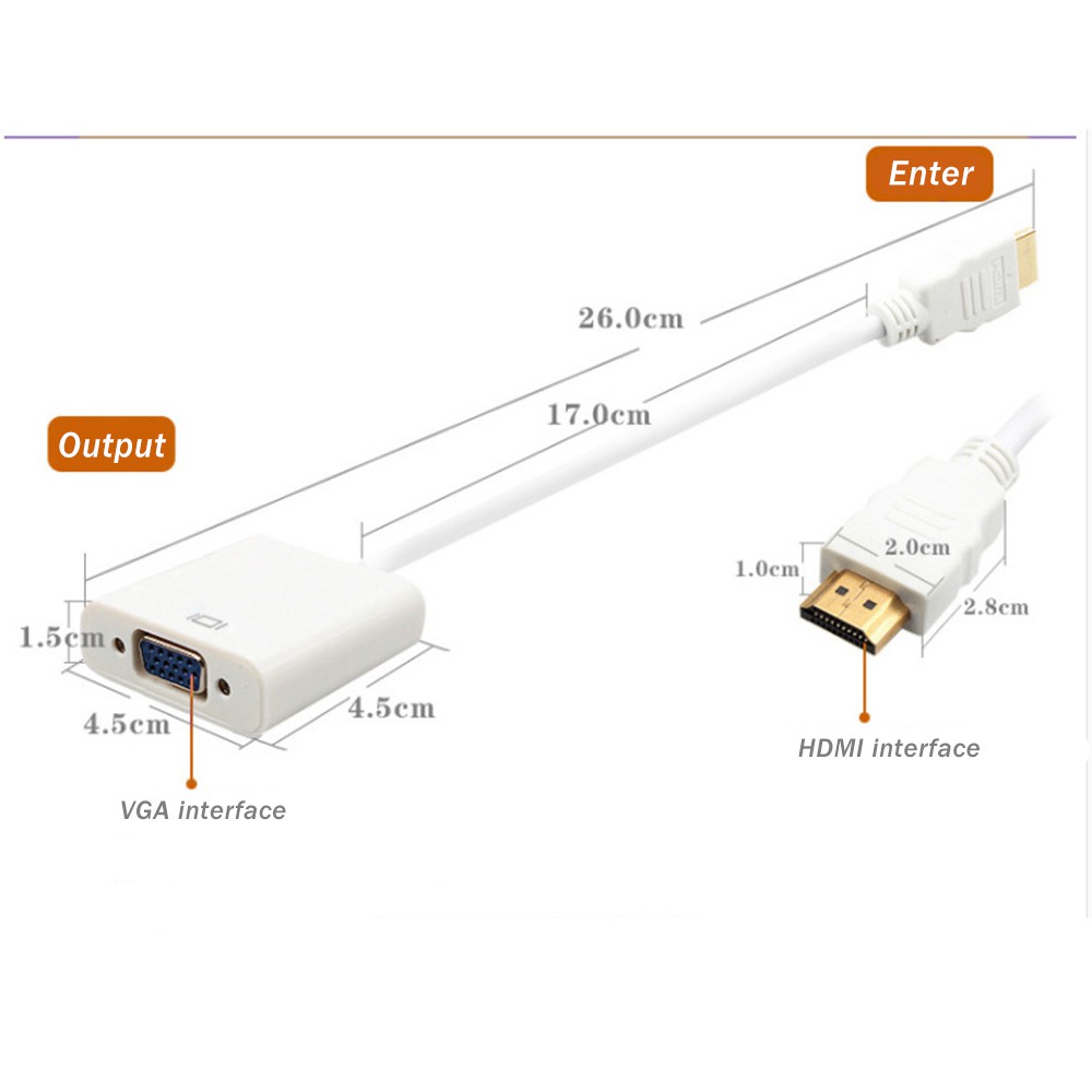 Dây cáp chuyển đổi HDMI sang VGA dành cho laptop/máy chiếu