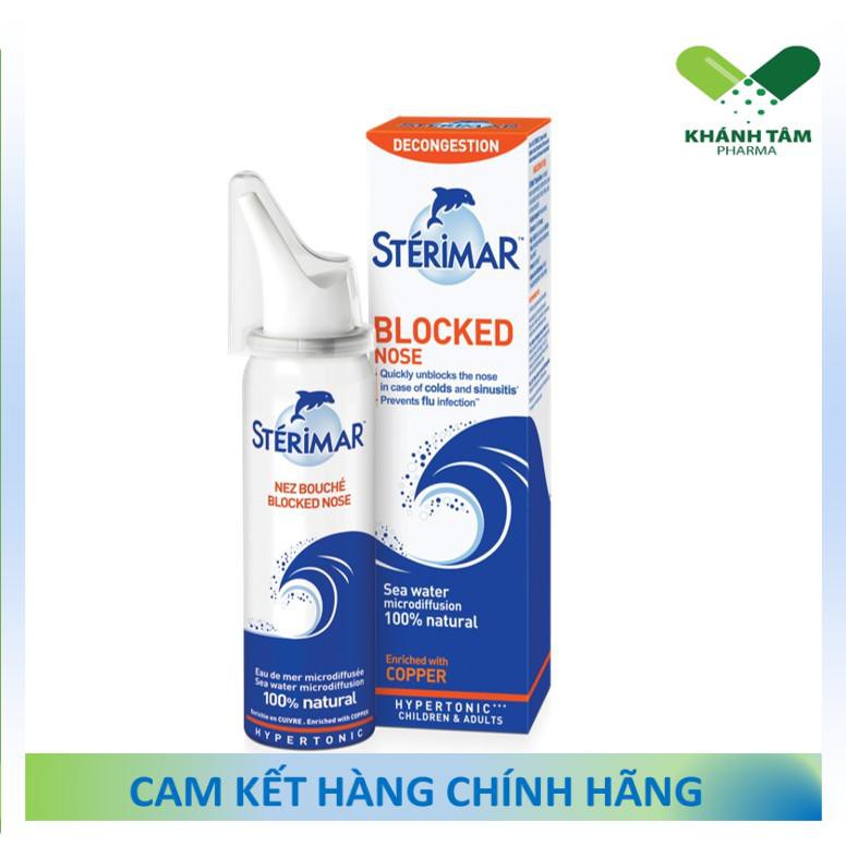 ! Sterimar Blocked Nose - Dung dịch xịt mũi ưu trương trị nghẹt mũi [sterima, xịt mũi cá heo, nước rửa mũi, block nose)