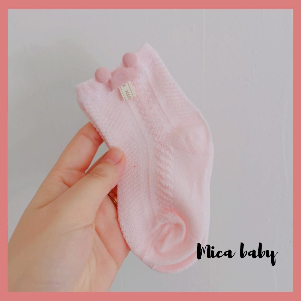 Tất lưới cao cổ gắn hình dễ thương mềm mại thoáng khí cho bé T28 Mica baby