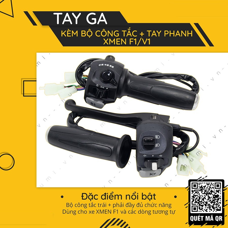 Tay Ga 🚛 Bộ Tay Ga Xe Điện Xmen V1 Liền Công Tắc Chính Hãng