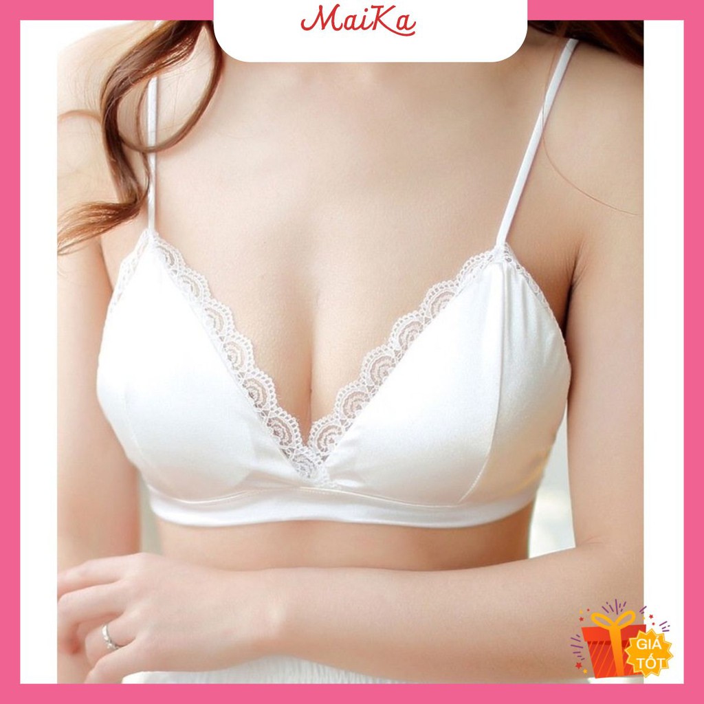 Áo bra 2 dây Yuna satin viền ren mút mỏng siêu đẹp, phụ kiện thời trang MAIKA | BigBuy360 - bigbuy360.vn