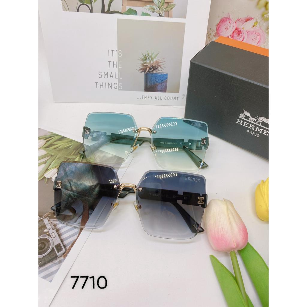 Kính mát thời trang nữ thiết kế form vuông hot trend gọng chữ H 7710- new avirral 2023 tặng bao da khăn lau kính